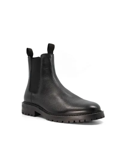 Dune London Mens CAPSULES Grain-Leather Chelsea Boots - Black Leather (archived)