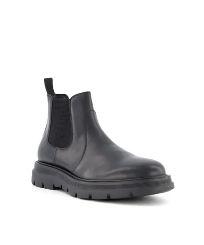 Dune London Mens Caused - Chunky Chelsea Boots - Black Leather