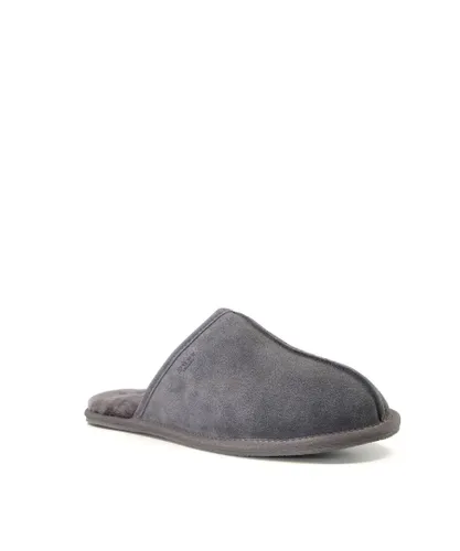 Dune London Mens Forssee - Closed-Toe Suede Slippers - Grey