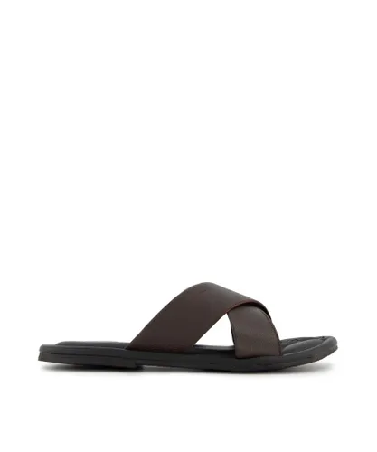 Dune London Mens FRAP Mule Sandals - Brown Leather (archived)