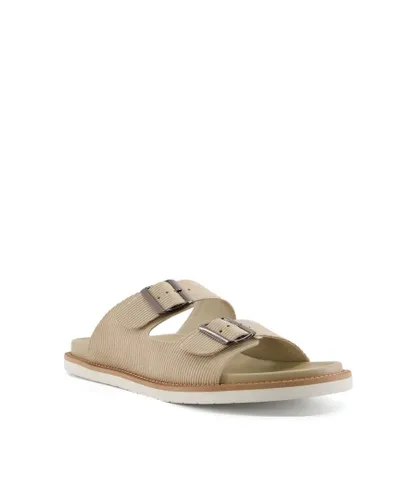 Dune London Mens INDUCT Double Strap Sandals - Beige Suede