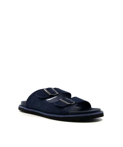 Dune London Mens Induct - Double Strap Sandals - Navy Suede