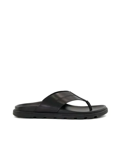 Dune London Mens Irris - Toe-Post Casual Sandals - Black Leather (archived)
