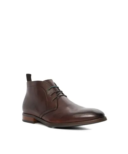 Dune London Mens MARVINN Leather Chukka Boots - Brown Leather (archived)