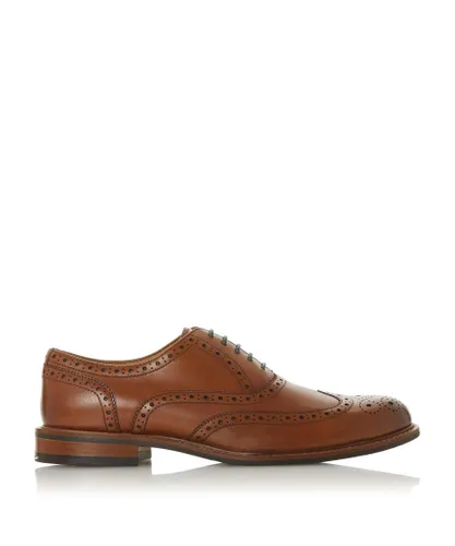 Dune London Mens POLLODIUM Heavy Brogue Shoes - Tan Leather (archived)