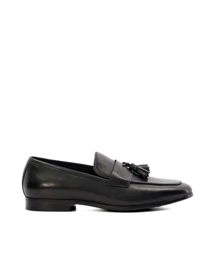 Dune London Mens Saxxton - Tassel Trim Loafers - Black Leather (archived)