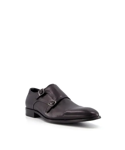 Dune London Mens Schemer - Buckle-Strap Monk Shoes - Black Leather (archived)