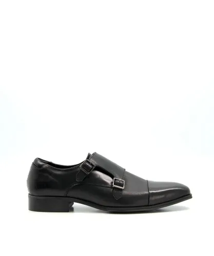 Dune London Mens Score - Leather Monk Shoes - Black Leather (archived)
