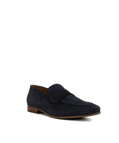 Dune London Mens Silate - Classic Penny Loafers - Navy Suede