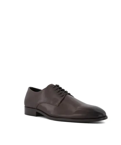 Dune London Mens Silence - Smart Gibson Shoes - Brown Leather (archived)