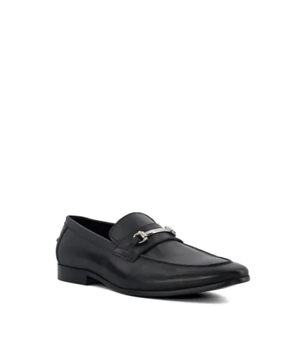 Dune London Mens Sticking - Snaffle-Trim Loafers - Black Leather (archived)