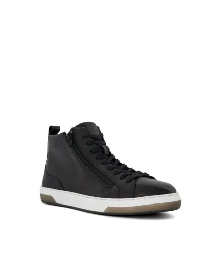 Dune London Mens SUITER Hi Top Trainers - Black Leather (archived)