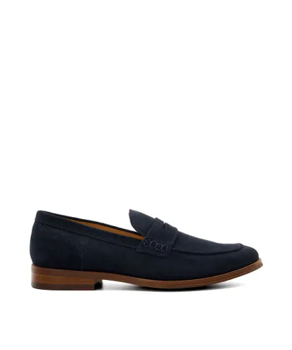 Dune London Mens Sulli - Smart Moccasin Loafers - Navy Suede