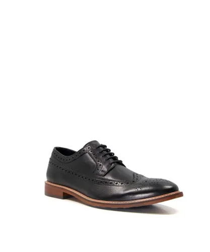 Dune London Mens SUPERIOR2 Perforated Leather Lace-Up Brogues - Black (archived)