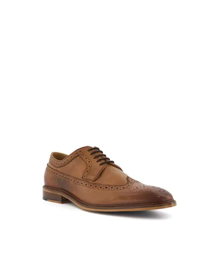 Dune London Mens SUPERIORITY Leather Brogue Shoes - Tan Leather (archived)