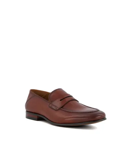 Dune London Mens Sync - Crush Back Heel Penny Loafer - Tan Leather (archived)