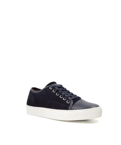 Dune London Mens THORR Suede Toe Cap Lace-Up Trainers - Navy