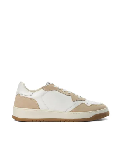 Dune London Mens Trent - Leather Lace-Up Trainers - Beige Leather (archived)