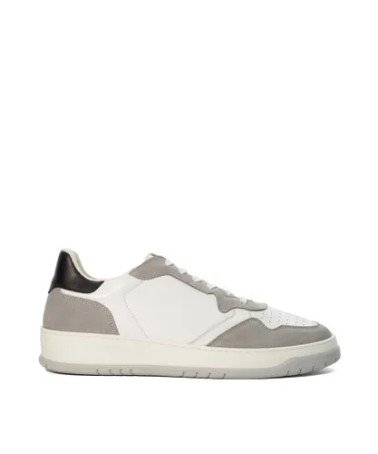 Dune London Mens Trent - Leather Lace-Up Trainers - Grey Leather (archived)