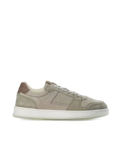 Dune London Mens Tylor - Leather Lace-Up Trainers - Grey Leather (archived)