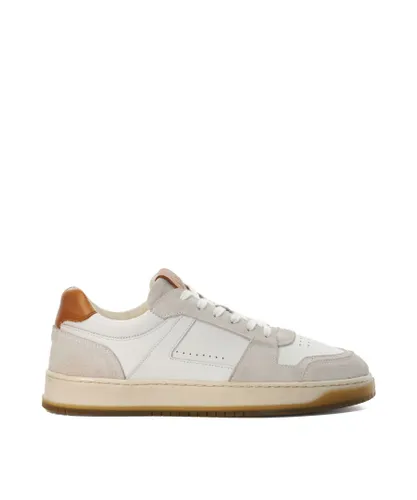 Dune London Mens Tylor - Leather Lace-Up Trainers - White Leather (archived)