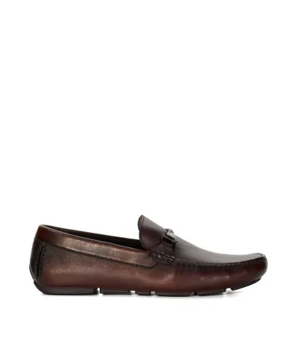Dune London Mens Wf Beacons - Wide Fit Braided Snaffle Trim Moccasins - Brown Leather (archived)