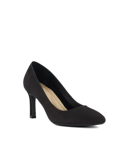 Dune London Womens Ladies ADELE Heeled Court Shoes - Black Nubuck