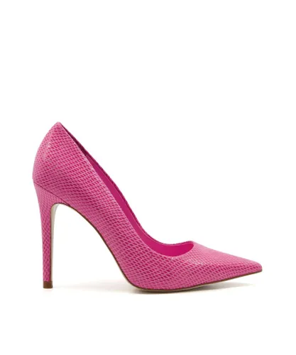 Dune London Womens Ladies AMARETTO Pointed Toe Stiletto Heel Court Shoes - Pink Leather (archived)