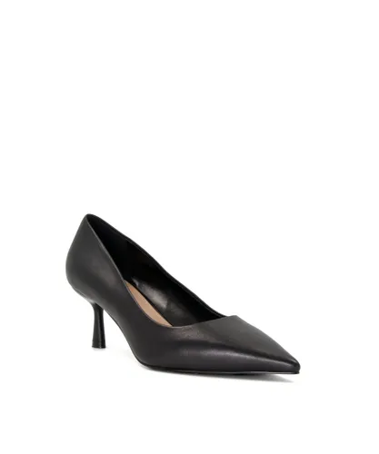 Dune London Womens Ladies Angelina - Flare-Heel Court Shoes - Black Leather (archived)