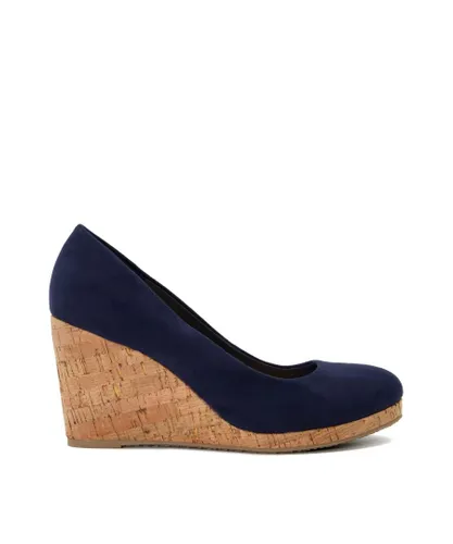 Dune London Womens Ladies Annabels - Wedge Heel Espadrille Shoes - Navy Leather (archived)