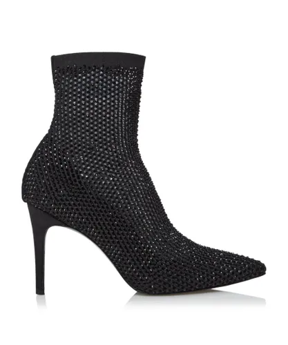 Dune London Womens Ladies BILLIONAIRE Embellished Mesh Sock Court Shoes - Black