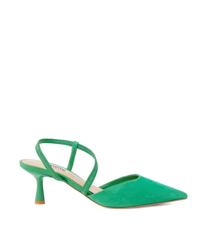 Dune London Womens Ladies Citrus - Matte-Flared-Heel Court Shoes - Green Leather (archived)