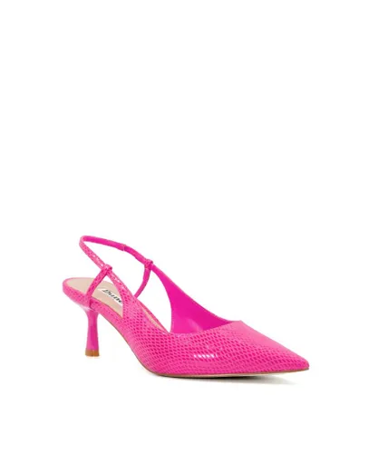 Dune London Womens Ladies Clip - Flare-Heel Court Shoes - Pink