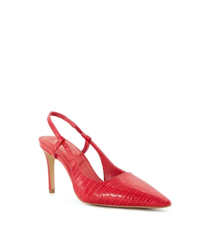 Dune London Womens Ladies CLOSER Slingback Courts - Red Leather (archived)