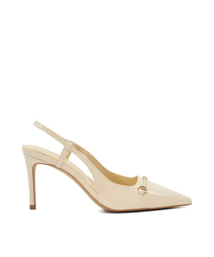 Dune London Womens Ladies Closest - Patent Open Court - Cream Leather (archived)