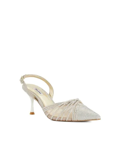 Dune London Womens Ladies Cloudia - - Diamante-Mesh Slingback Court Shoes - Silver