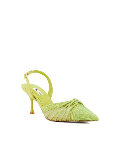 Dune London Womens Ladies Cloudia - Diamante-Mesh Slingback Court Shoes - Lime Green