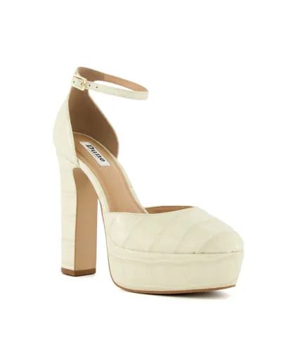 Dune London Womens Ladies Contest - Platform Mary Jane Shoes - Beige Leather (archived)