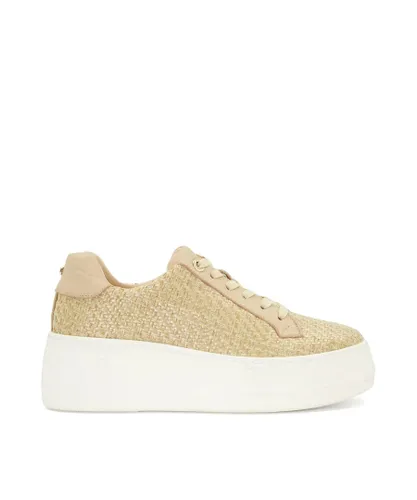 Dune London Womens Ladies EPISODE Lace-Up Flatform Trainers - Natural Leather (archived)