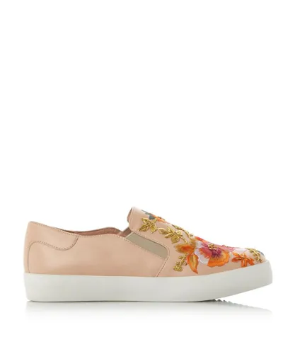 Dune London Womens Ladies ESPYY Embroidered Slip On Shoes - Blush Leather (archived)