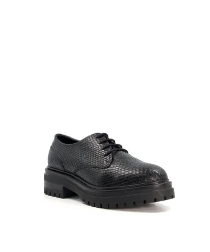 Dune London Womens Ladies Forever - Lace-Up Shoes - Black Imitation Leather