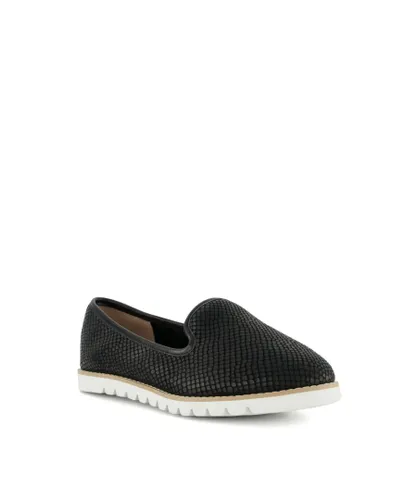 Dune London Womens Ladies Galleoni - Cleated-Sole Casual Loafers - Black Leather (archived)