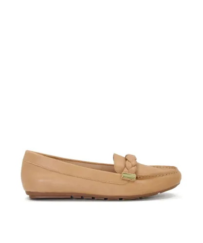Dune London Womens Ladies Geanna - Braided-Trim Loafers - Tan Leather (archived)