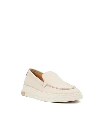 Dune London Womens Ladies GENERATE Wedge-Heel Loafers - Off-White Leather (archived)
