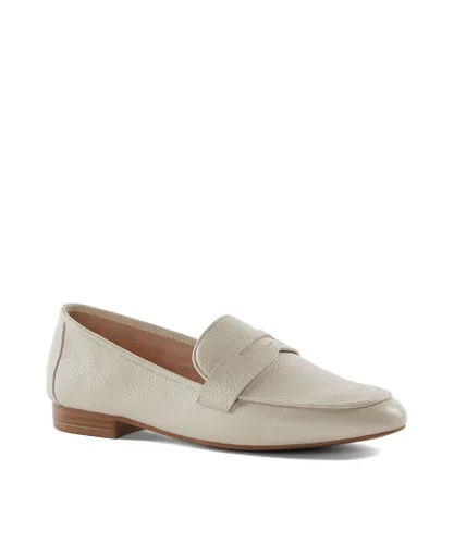 Dune London Womens Ladies Georgiee - Snake-Effect Loafers - Beige Leather (archived)