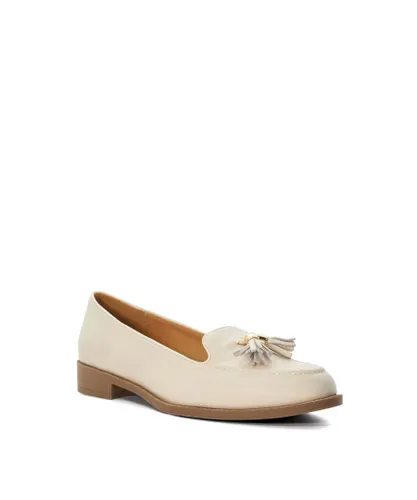 Dune London Womens Ladies Global - Tassel-Trimmed Loafers - Beige Leather (archived)
