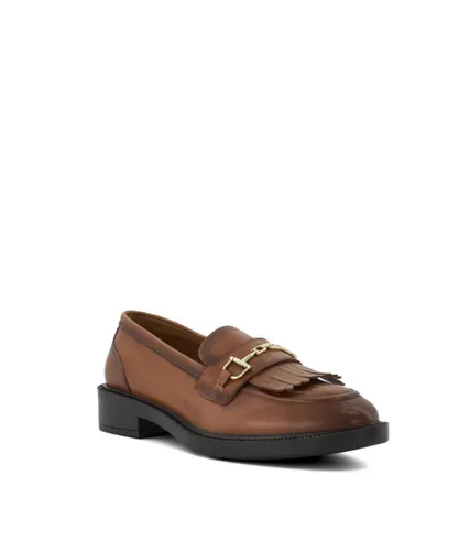 Dune London Womens Ladies Guided - Fringe-And-Tassel-Trimmed Loafers - Tan Leather (archived)