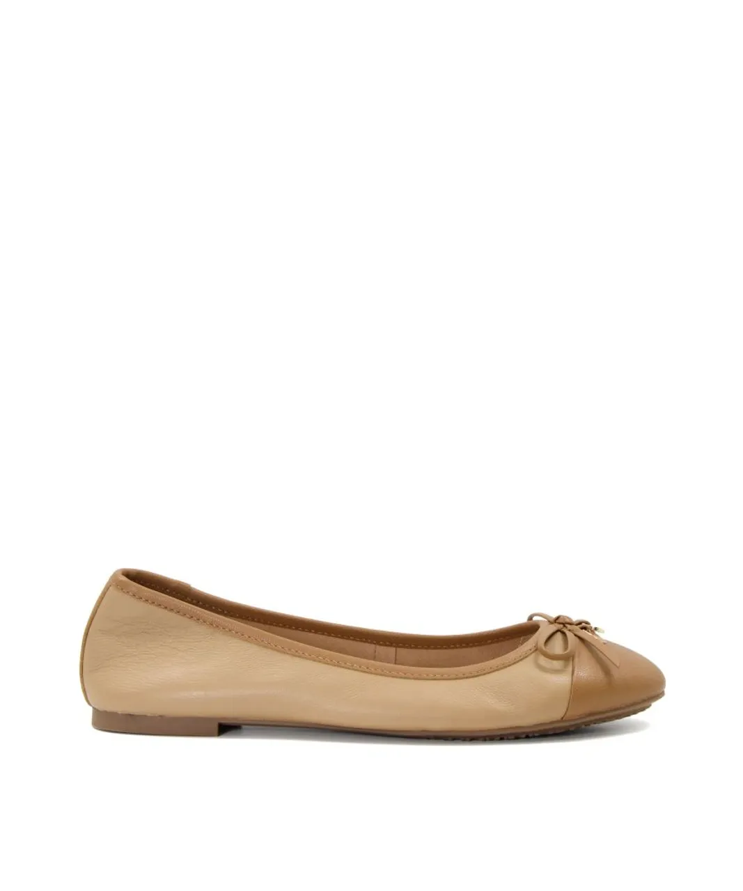Dune London Womens Ladies Hallo - Charm-Detail Ballet Shoes - Camel Fabric