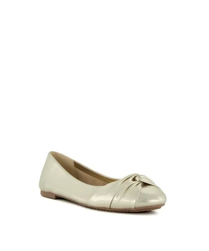 Dune London Womens Ladies Hanson - Twist-Front Ballet Flats - Gold Leather (archived)