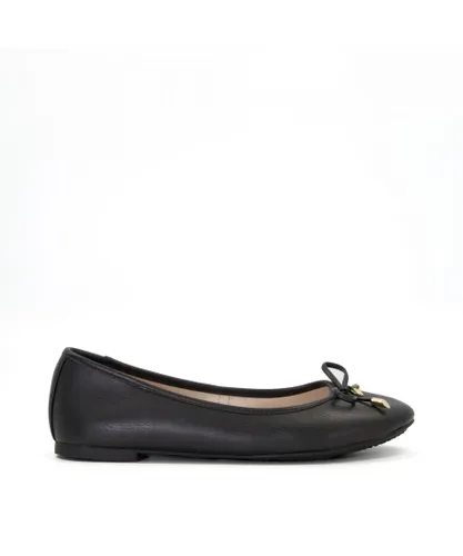 Dune London Womens Ladies Harping - Dd-Charm Ballet Flats - Black Leather (archived)